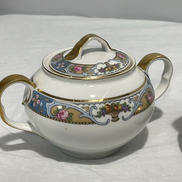 Crown Imperial Czechoslovakia Rosari fruit pattern sugar bowl creamer set of 2 - Picture 2 of 16